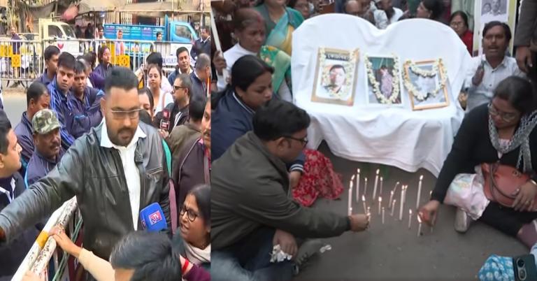আর কতদিন BLO-দের মোমবাতি মিছিল: জবাব চেয়ে নির্বাচন কমিশন দফতরের বাইরে বিক্ষোভ
