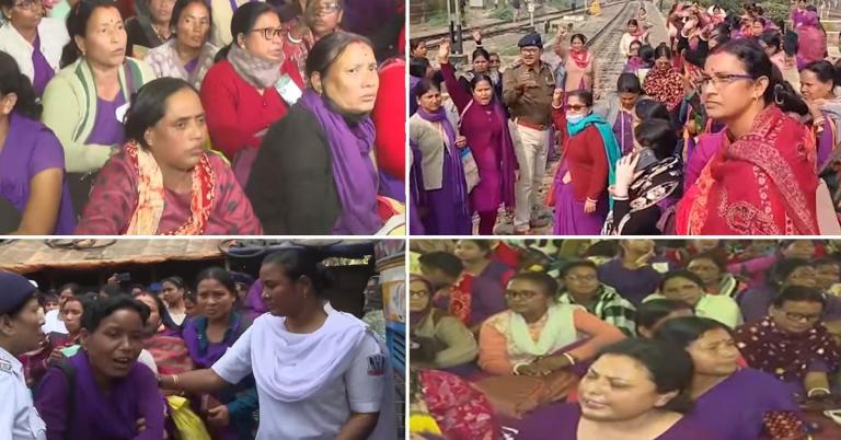 স্বাস্থ্য ভবনের কাছে রাস্তায় বসে বিক্ষোভ আশা কর্মীদের, ব্যাহত যান চলাচল
