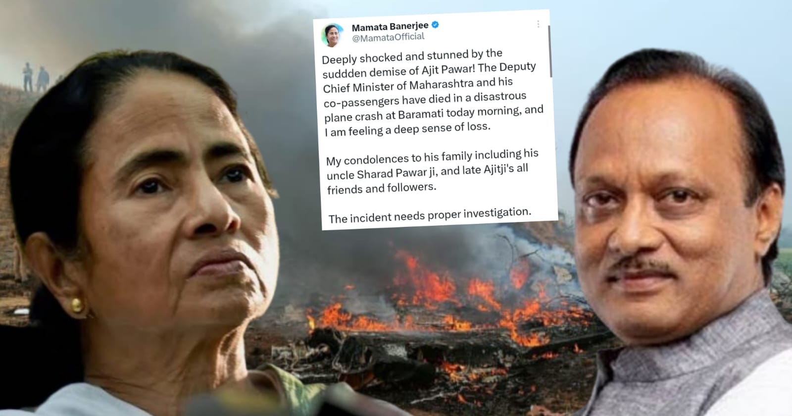 অজিত পাওয়ারের মৃত্যুতে শোকপ্রকাশ করে সঠিক তদন্তের দাবি বাংলার মুখ্যমন্ত্রীর 