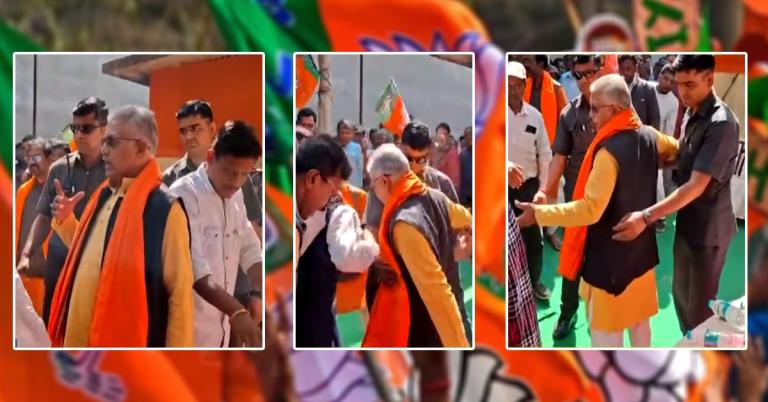 'নরম মাটি'তে মঞ্চ: গোসাবায় দিলীপের সভা শুরুর আগেই ভাঙল মঞ্চ