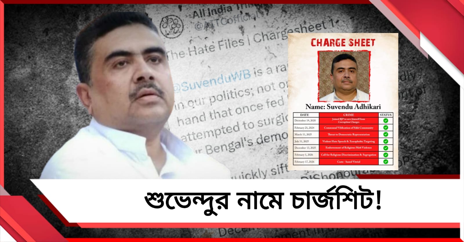 সারদা-নারদা থেকে সাম্প্রদায়িক উস্কানি! শুভেন্দুর কুকীর্তি নিয়ে 'চার্জশিট' প্রকাশ তৃণমূলের