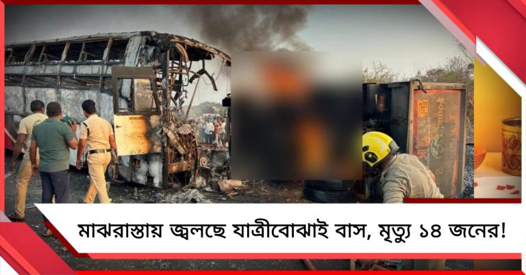 মাঝরাস্তায় দাউদাউ করে জ্বলছে যাত্রীবোঝাই বাস, ঝলসে মৃত্যু ১৪ জনের!