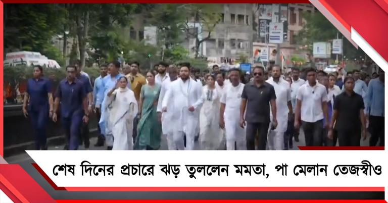 দক্ষিণ কলকাতায় মহামিছিল: হেঁটে-বাইকে শেষ দিনের প্রচারে ঝড় তুললেন তৃণমূল সুপ্রিমো, পা মেলান তেজস্বীও