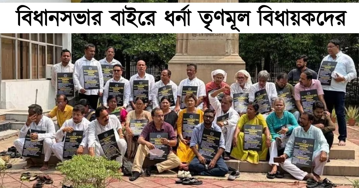 ভোট পরবর্তী হিংসা থেকে হকার উচ্ছেদ- প্রতিবাদে বিধানসভার বাইরে ধর্না তৃণমূল বিধায়কদের