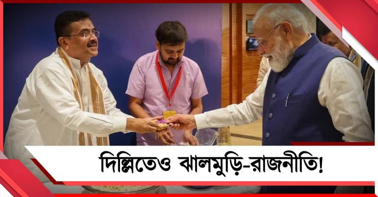 দিল্লিতেও ঝালমুড়ি-রাজনীতি! মোদিকে নিজে হাতে পরিবেশন শুভেন্দুর