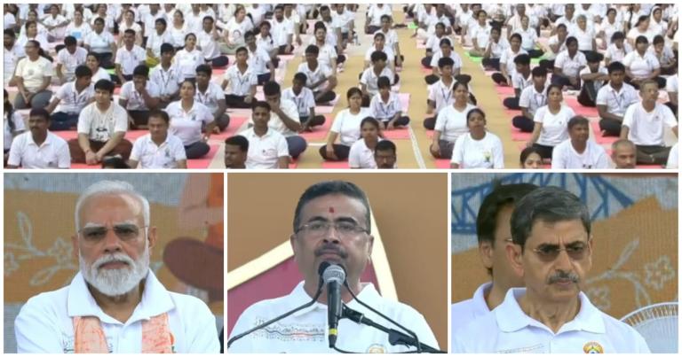 রেড রোডে যোগ দিবসের অনুষ্ঠানে প্রধানমন্ত্রী, রয়েছেন রাজ্যপাল-মুখ্যমন্ত্রীও