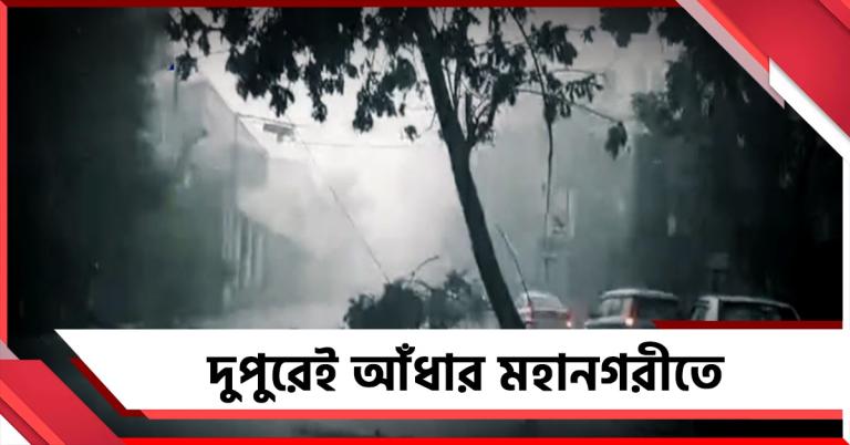 মহানগরীতে দুপুরেই আঁধার নামিয়ে তুমুল বজ্রবিদ্যুৎ-সহ বৃষ্টি